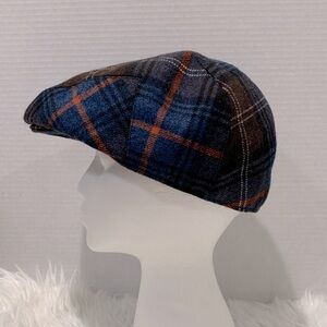 Plaid Flat Cap for Men - Blue and Brown